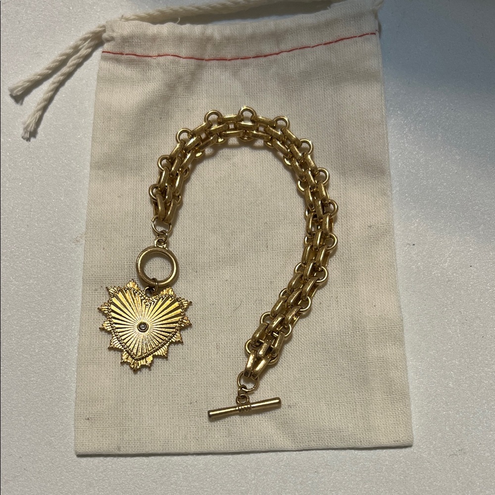 Erin McDermott Gold Love and Luck Heart Charm Bracelet